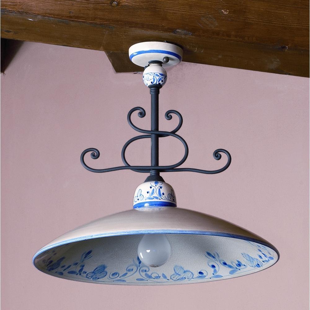 imas stropne mediteran rucne malovana keramicka kovana zelezna modra biela nizka svetla lampa luster obyvacka kuchyna toscana florencia.jpg
